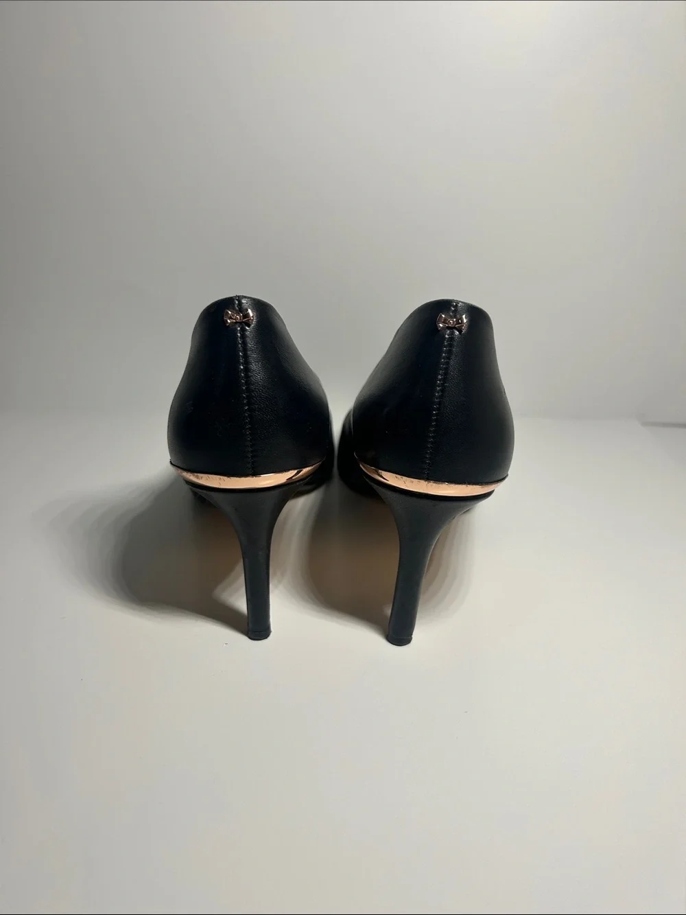 Ted Baker Black Pointed Leather Pumps with Sleek Heel